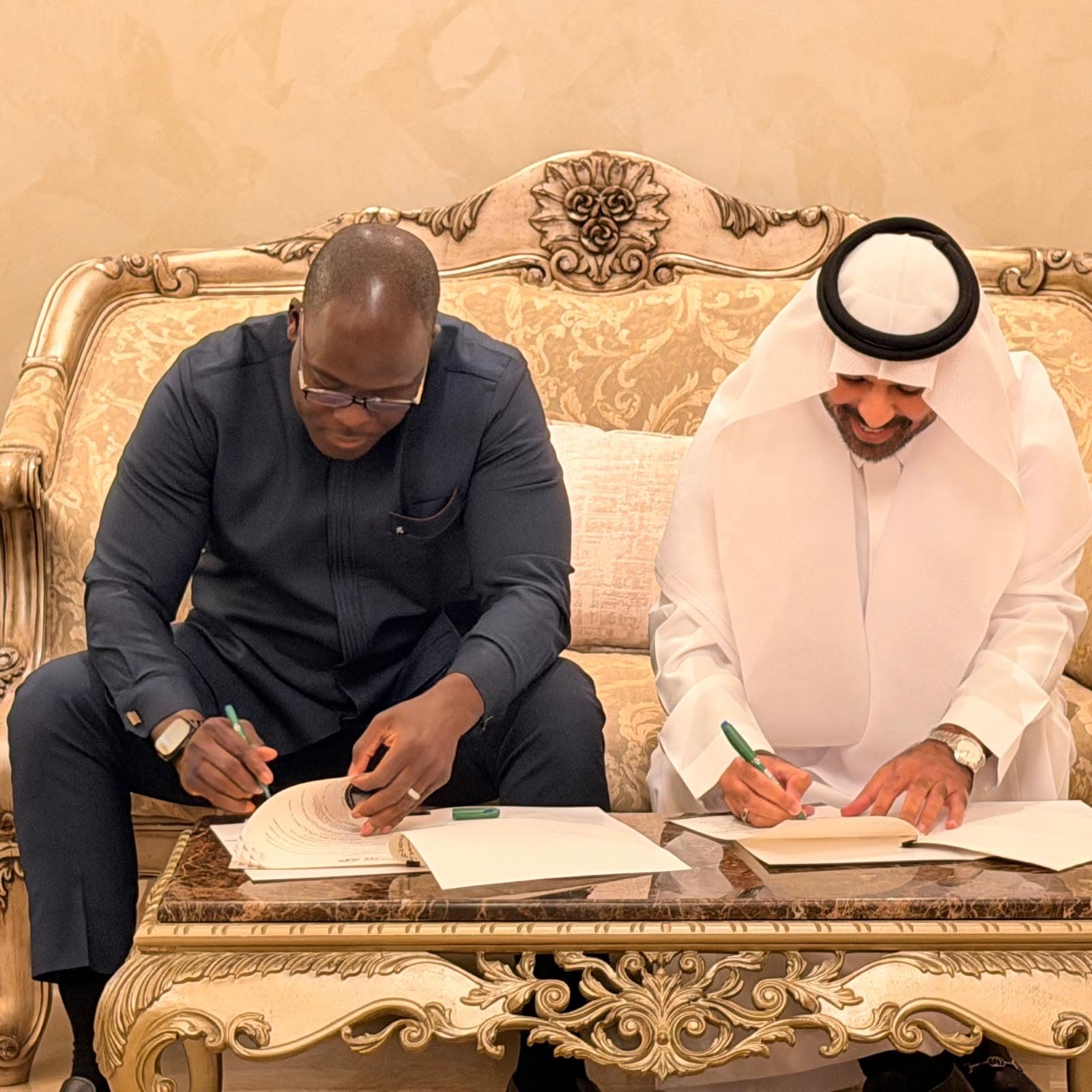 Dr. Wisdom Dogbey, Managing Director of the Cocoa Marketing Company Ghana Limited, engages with Dubai Multi Commodities Centre officials to connect Ghanaian cocoa products to trading networks across the Middle East and Asia.