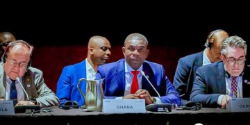 Deputy Minister for Energy and Green Transition, Richard Gyan-Mensah, speaking during the 11th International Energy Agency (IEA) Annual Global Conference on Energy Efficiency held in Montreal, Canada
