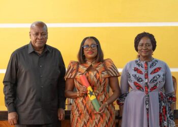 Pamela Graham Sworn In as Ghana's 11th, First Female Auditor-General 2 Dr Pamela Graham flanked by President Mahama and Vice President Jane Naana Opoku-Agyemang