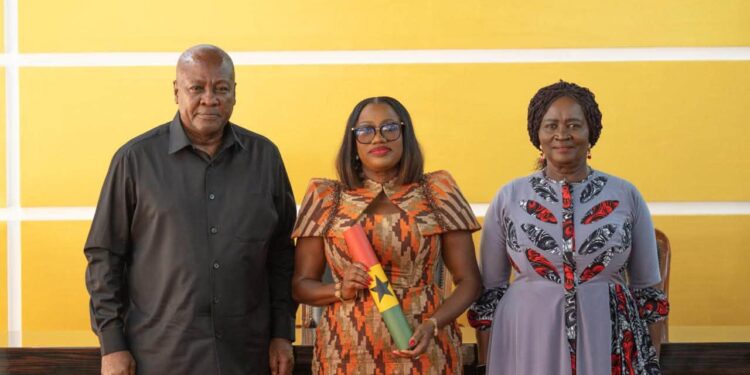 Pamela Graham Sworn In as Ghana's 11th, First Female Auditor-General 1 Dr Pamela Graham flanked by President Mahama and Vice President Jane Naana Opoku-Agyemang