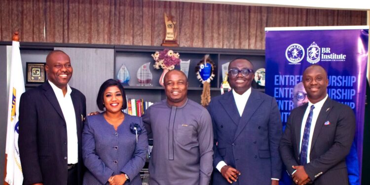UPSA, Partners BR Institute to Boost Entrepreneurship, Innovation and Industry skills 1 Vice-Chancellor, Professor John Kwaku Mensah Mawutor, Bola Ray and other officials