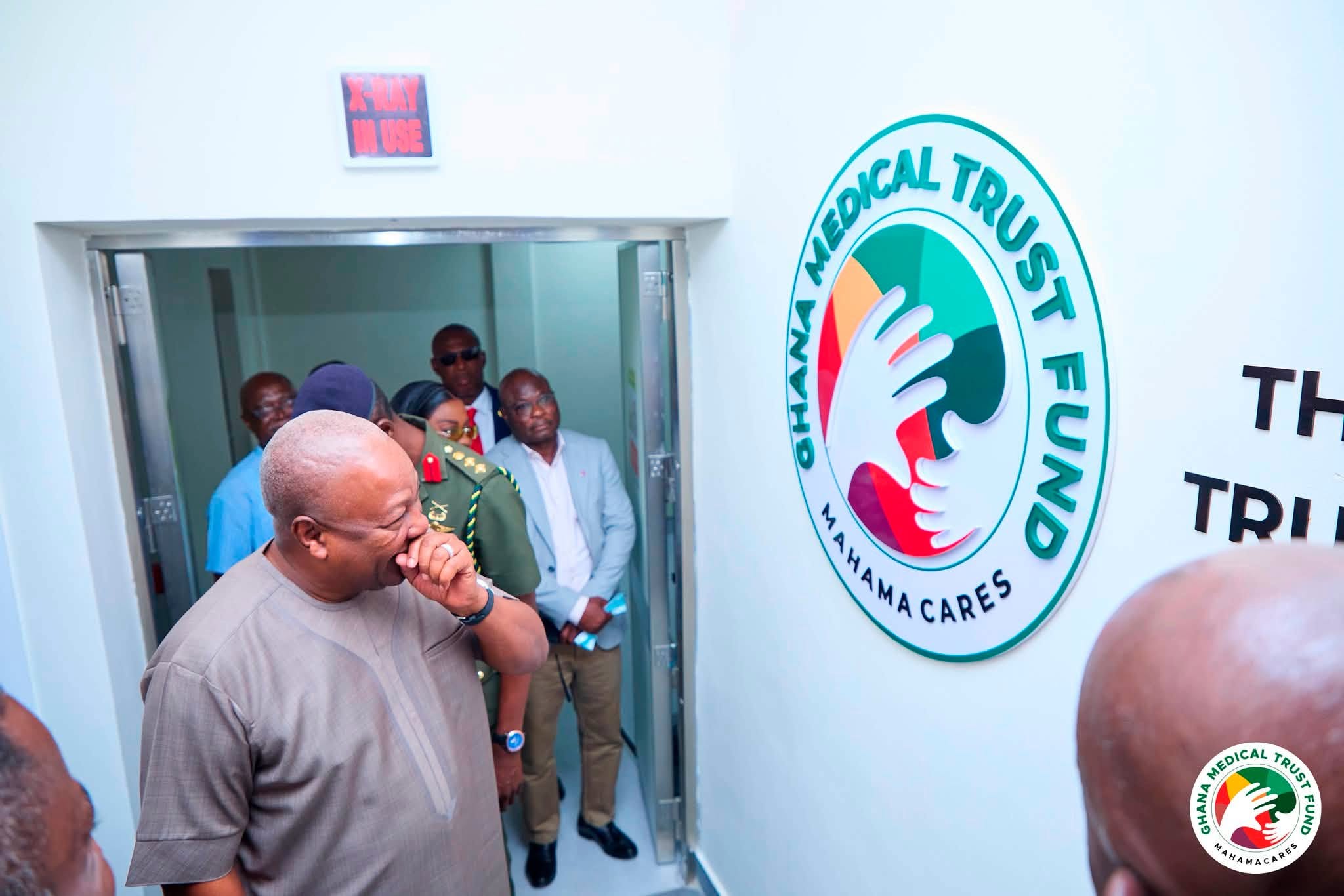Cabinet Approves Ghana Medical Equipment Services Limited – President Mahama 3 President Mahama unveils the plaque marking the official commissioning of the new Cardiac Catheterisation Laboratory at Korle-Bu Teaching Hospital, alongside officials from the Ghana Medical Trust Fund and the Ministry of Health.
