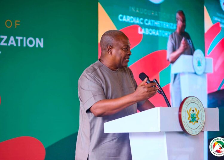 Mahama Announces New Maternity Block for Korle-Bu to Replace Colonial Structure 1 President John Dramani Mahama spoke at the commissioning of the Ghana Medical Trust’s Cardiac Catheterisation Laboratory at the National Cardiothoracic Centre, Korle-Bu Teaching Hospital, restoring critical cardiac care capacity lost in the March 2025 fire.