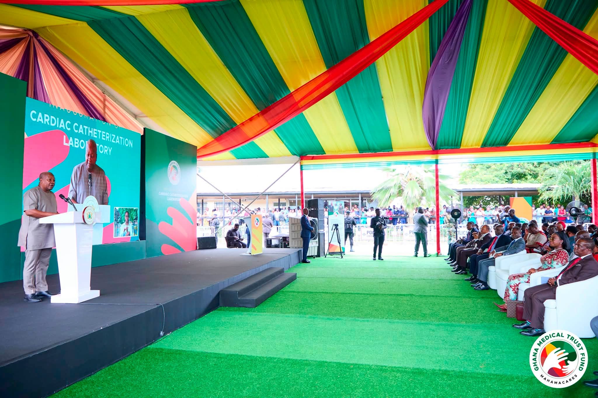 Cabinet Approves Ghana Medical Equipment Services Limited – President Mahama 4 President John Dramani Mahama spoke at the commissioning of the Ghana Medical Trust’s Cardiac Catheterisation Laboratory at the National Cardiothoracic Centre, Korle-Bu Teaching Hospital, restoring critical cardiac care capacity lost in the March 2025 fire.