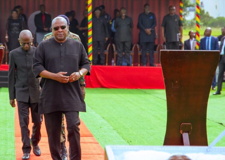 President John Dramani Mahama joins family members, the diplomatic corps and government officials at the state funeral of the late Ambassador James Victor Gbeho in Accra.