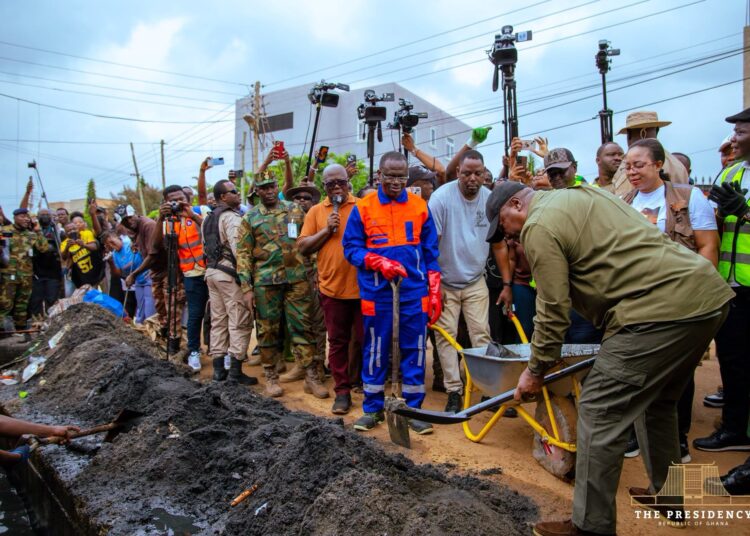 Beyond the Two-Day National Clean-Up, Accra Needs Bold Action 1 President John Dramani Mahama participates in the National Clean Up Exercise and inspects drain desilting works at Alajo to strengthen flood prevention efforts