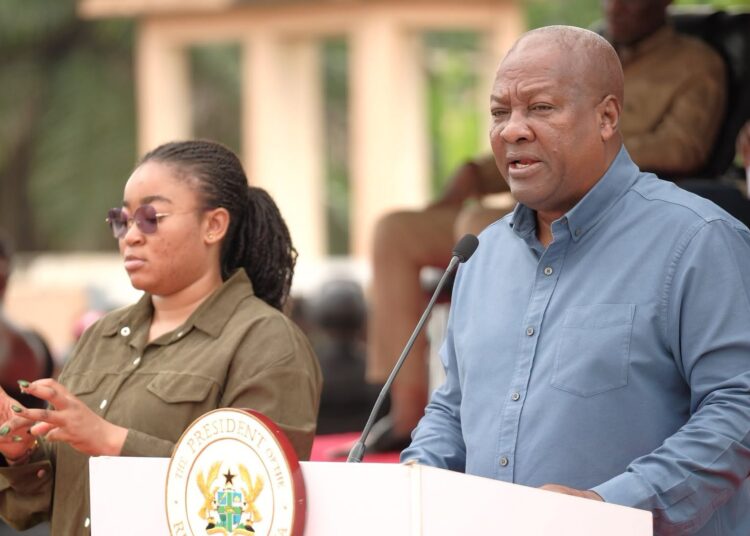 Mahama Vows Fair Share of Development for Volta Region 1 President John Dramani Mahama addresses residents at Juapong during the sod-cutting ceremony for the town’s new 24-hour economy market, the first stop of his ResettingGhana Tour of the Volta Region.