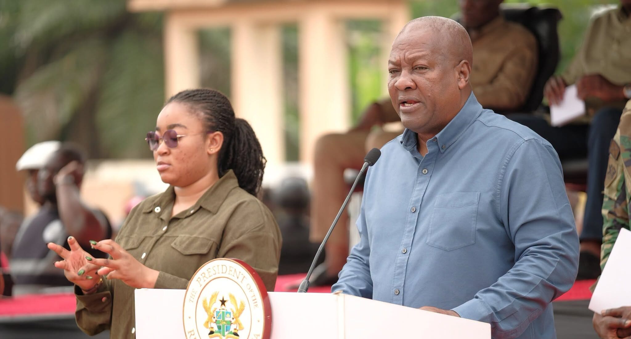 President John Dramani Mahama addresses residents at Juapong during the sod-cutting ceremony for the town’s new 24-hour economy market, the first stop of his ResettingGhana Tour of the Volta Region.