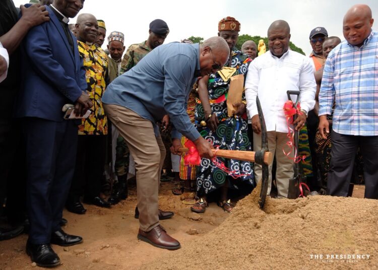 President Mahama breaks ground for the construction of the Category 4 market at Juapong, marking the start of the 24-hour economy market rollout across all 18 districts in the Volta Region.