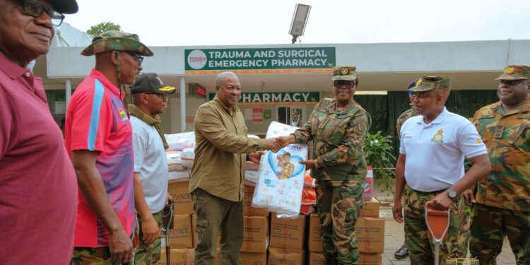 Mahama Donates Flood Relief Items to 37 Military Hospital 1 President Mahama Donates to 37 Military Hospital