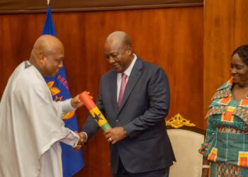 Mahama Praises Ablakwa as One of His Hardest Working Ministers 4 President John Dramani Mahama receiving the roadmap from the Next Step Conference from Minister for Foreign Affairs, Samuel Okudzeto Ablakwa