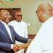 Bawumia Urges President Mahama Not to Sign Tribunals Bill 12 President John Dramani Mahama and former Vice President Dr Mahamudu Bawumia shaking hands at a public event
