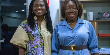 Hon. Elizabeth Ofosu-Adjare meets MTN Ghana's Adwoa Wiafe at the Ministry of Trade, Agribusiness and Industry in Accra to discuss partnership opportunities for MSME development, July 7, 2026.