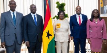Vice President Professor Jane Naana Opoku Agyemang meets officials of the Ministry of Finance during a working visit focused on economic reforms and policy coordination.