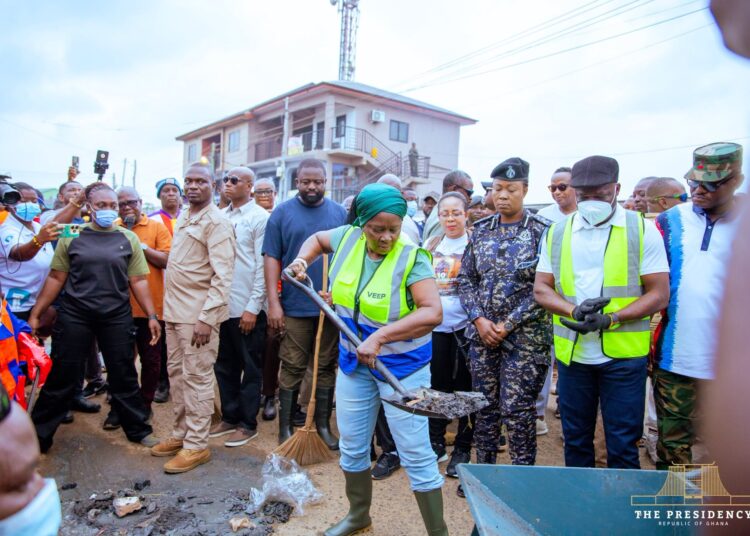 Mahama, Opoku-Agyemang Lead National Cleanup Exercise in Flood Areas 1 Vice President Jane Naana Opoku-Agyemang this morning joined the National General Cleaning Exercise at the Nungua Market and around the Presidency precincts