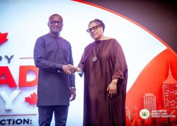 Minister for Energy and Green Transition, Dr. John Abdulai Jinapor, together with the Canada High Commissioner, Myriam Montrat