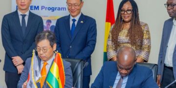 Minister for Education, Hon. Haruna Iddrisu, and Korean Ambassador to Ghana, Park Kyongsig, and delegates