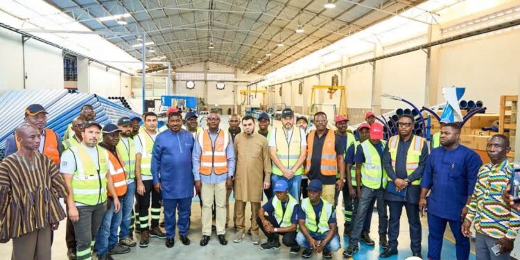 Energy Minister Highlights Local Manufacturing as Key to Ghana’s Energy Transition 1 Dr John Abdulai Jinapor with Glassic Fibreglass Innovation Ltd Team