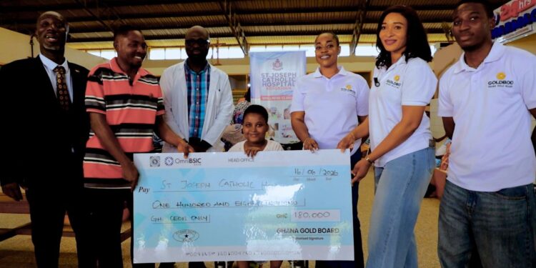 GoldBod Donated GH¢180,000 Relief Through Targeted Healthcare Interventions 1 Ghana Gold Board (GoldBod) with Christabel Mensah