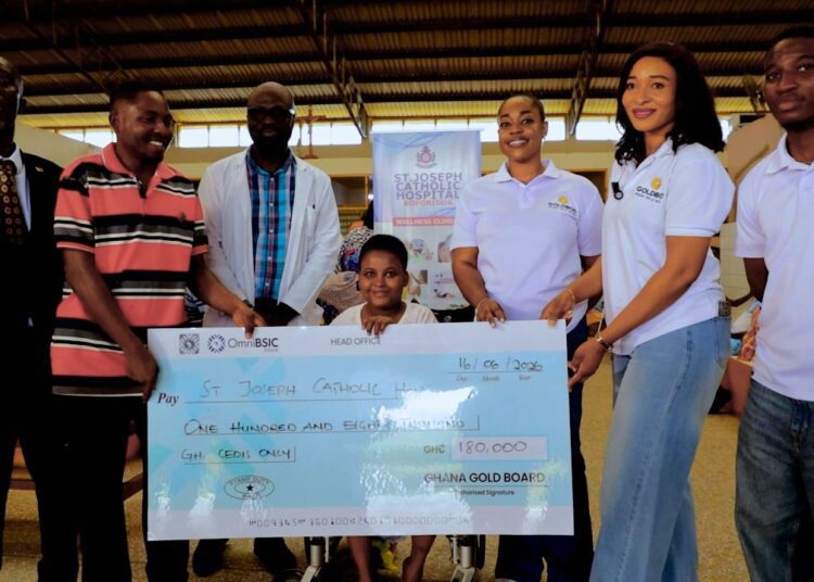 GoldBod Donated GH¢180,000 Relief Through Targeted Healthcare Interventions 1 Ghana Gold Board (GoldBod) with Christabel Mensah