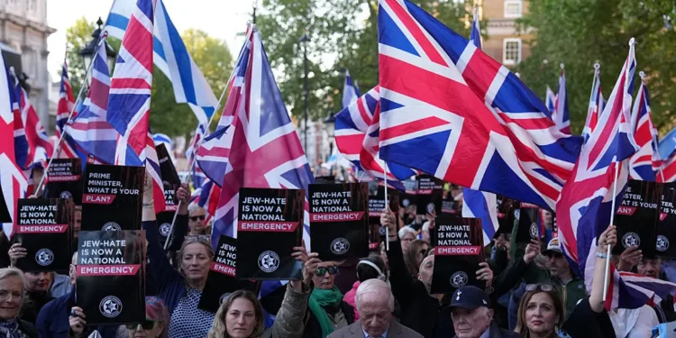 Protestors at an antisemitic protest