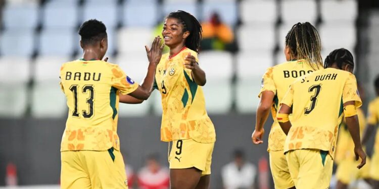 Day of Redemption For Black Queens as Cotê d'Ivoire Hurdle Arrives 1 Black Queens players Evelyn Badu and Doris Boaduwaa celebrate a goal