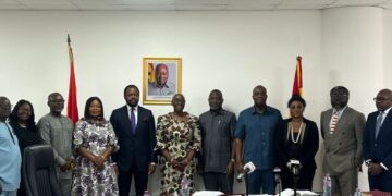 Members of the newly inaugurated Constitution Review Implementation Committee pose at the Ministry of Justice, chaired by Marietta Brew Appiah-Oppong, following their swearing-in.