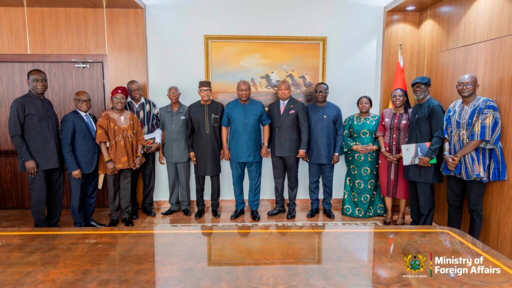 President Mahama poses with Ablakwa and members of the High-Level Committee of Experts following the formal submission of the AU chairmanship strategy reports.