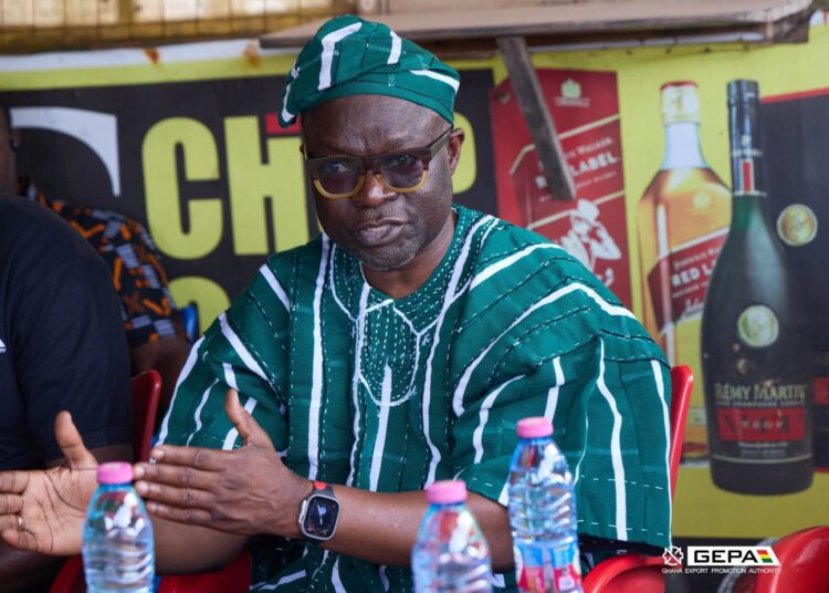 GEPA CEO Francis Kojo Kwarteng Arthur engages members of the Wood Carvers and Cane Weavers Association during his working visit to the Western Region