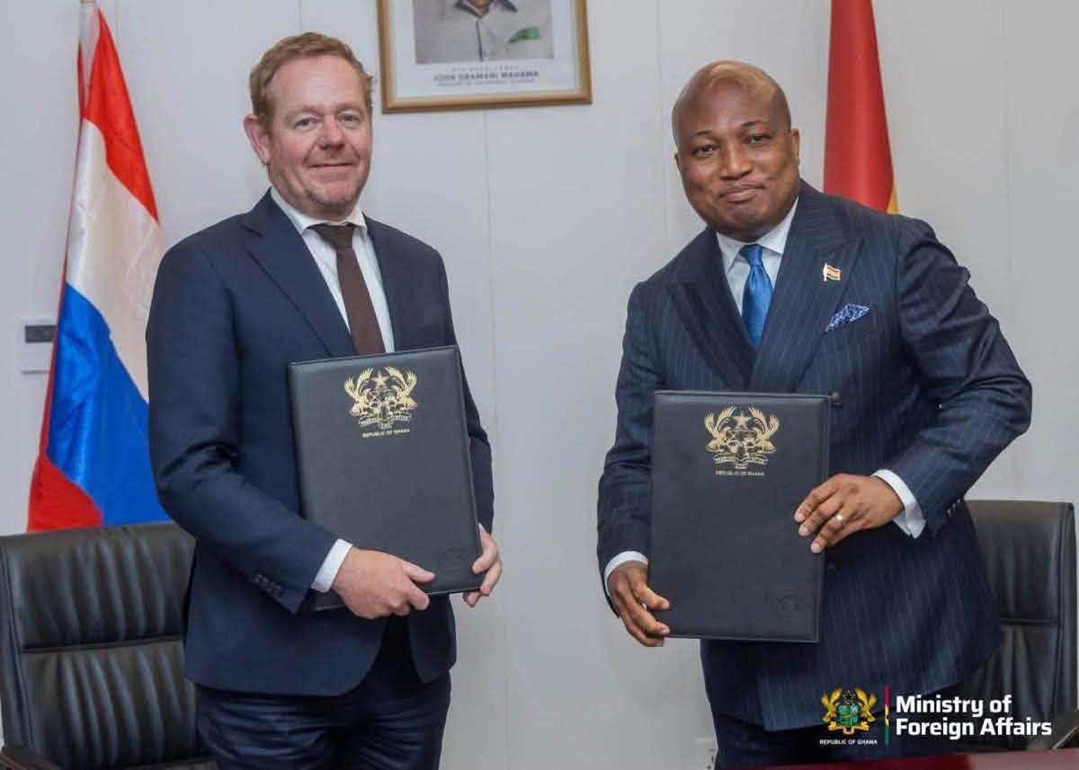 Ghana, Netherlands Sign Letter of Intent to Combat Illicit Drug Markets 5 Van Weel and Ablakwa hold the signed Letter of Intent, which commits Ghana and the Netherlands to joint action against drug trafficking, organised crime and illicit financial flows.