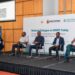 From the left, Mr Patrick Stephenson, Country Director for Ghana, NRGI, the moderator, and the panelists for the engagement, from the left: Mr Michael Aryeetey, Deputy CEO, Exploration&Production, GNPC, Mr Benjamin Boakye, Executive Director, ACEP, Mr Agyemang, Technical Manager, PIAC and Dr Manteaw, GHEITI