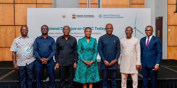 From the left: Mr Michael Aryeetey, Deputy CEO, Exploration&Production, GNPC, Mr Mark Prempeh, Director of Petroleum, Ministry of Energy and Green Transition, Mr Kwame Ntow Amoah, CEO, GNPC, Nafi Quarshie, Africa Director, NRGI, Mr Benjamin Boakye, Executive Director, ACEP, Mr Abrokwah, GNPC and Mr Patrick Stephenson, Country Manager for Ghana, NRGI