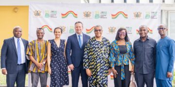 Representatives of the 24-Hour Economy and Accelerated Export Development Secretariat, Aquarium Capital,  the Tony Blair Institute, Petra Pension Trust and Axis Pension Trust in a Photo after Signing the Heads of Terms Agreement for the US$270 Million Poultry Value Chain Investment in Accra
