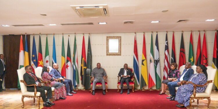 Mahama Joins AU Leaders in Luanda to Adopt Continental Conflict Prevention Plan 1 President John Dramani Mahama holds talks with his delegation and Angolan officials at Luanda ahead of the African Union's 21st Extraordinary Session on conflict prevention. Photo: The Presidency
