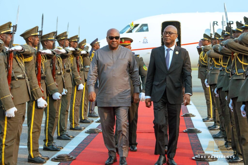 Mahama Joins AU Leaders in Luanda to Adopt Continental Conflict Prevention Plan 2 President Mahama inspects a guard of honour on arrival in Luanda for the African Union Extraordinary Summit on strengthening conflict prevention and resolution mechanisms. Photo: The Presidency