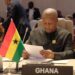 Move From Words to Action on Peace Financing, Mahama Tells AU Leaders 11 President John Dramani Mahama reviews his notes at Ghana's seat during the 21st Extraordinary Session of the African Union Assembly in Luanda on Sunday. Photo: The Presidency