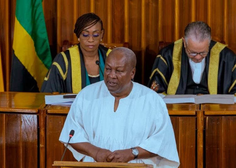 President John Dramani Mahama addressing to the Joint Session of the Jamaican Parliament on the commemoration of the country’s 64th Independence Day Celebration
