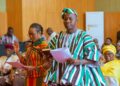 Mahama Ayariga and Dr Zanetor Agyeman-Rawlings take the Oath of Allegiance at Jubilee House on Saturday before assuming office as Ministers of State. Photo: The Presidency