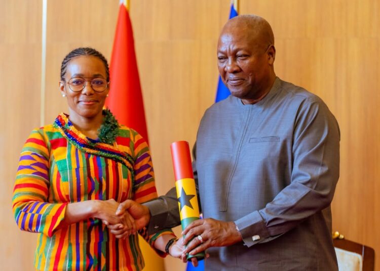New Environment Minister Vows Decisive Action on Illegal Mining and Pollution 1 President John Dramani Mahama presents the instrument of appointment to Dr Zanetor Agyeman-Rawlings, Minister for Environment, Science and Technology, at Jubilee House on Saturday. Photo: The Presidency