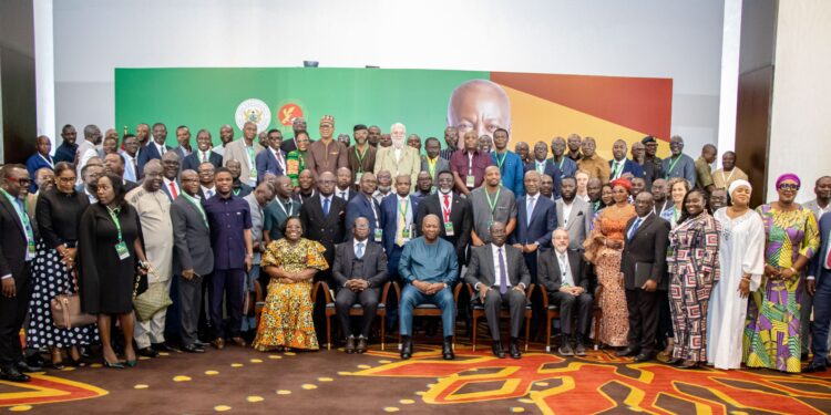 Ghana's SOEs Post GH¢19.8bn Profit in 2025, Ending Four-Year Loss Streak 1 President Mahama poses with chief executives of Ghana's state-owned enterprises, joint venture companies and SIGA leadership following the release of the 2025 State Ownership Report.