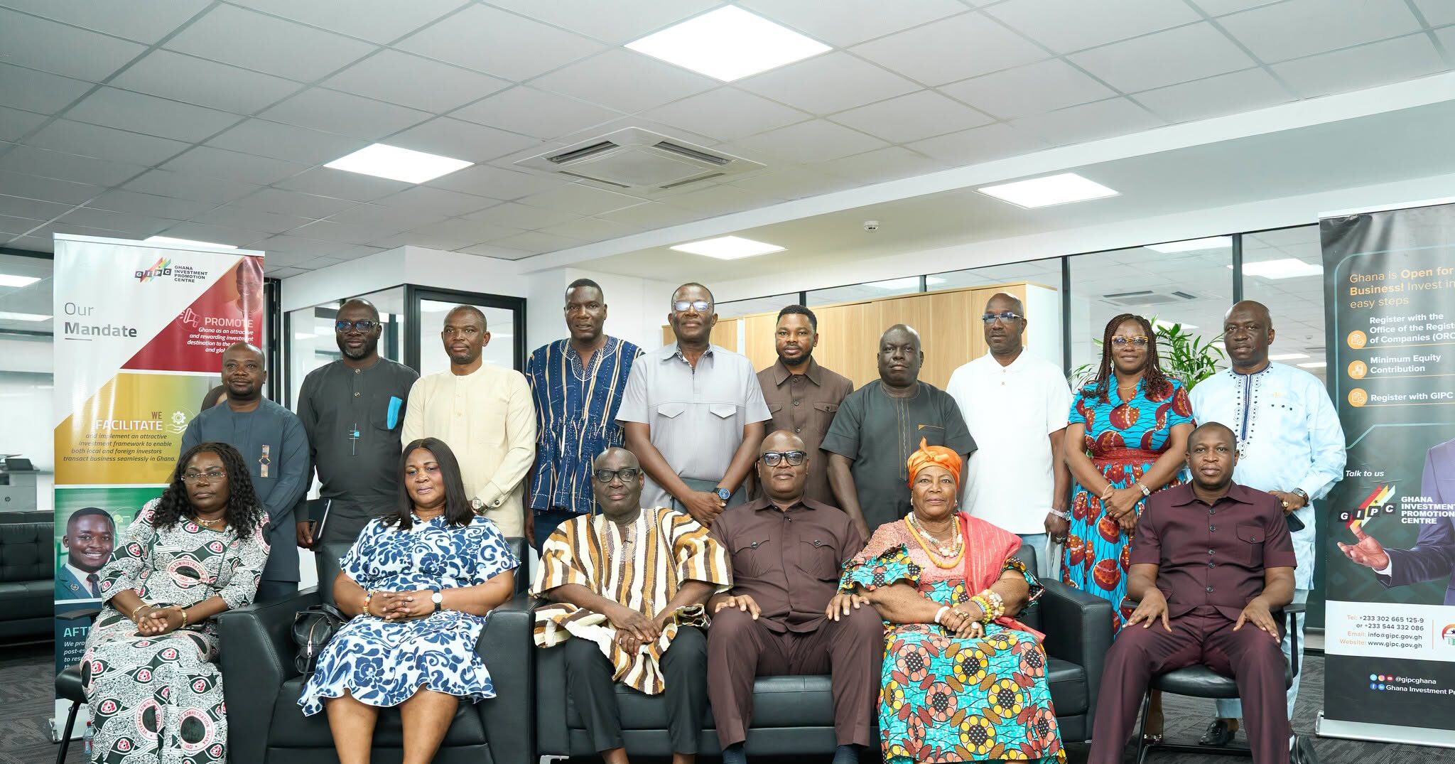 GIPA officials and members of the Parliamentary Select Committee on Trade, Industry and Tourism pose for a group photograph after the working visit.