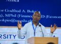 Professor Godfred A. Bokpin of the University of Ghana Business School addresses participants at SYPALA 2026, held under the theme "Resilient Economies."