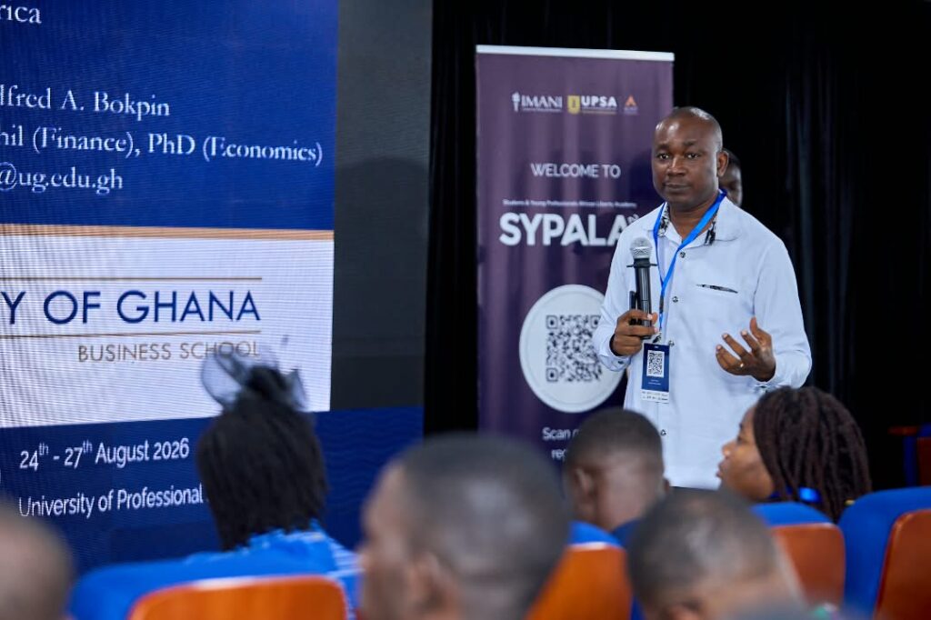 Bokpin Pushes Value Addition to End Ghana's Raw Commodity Dependence 4 Professor Godfred A. Bokpin of the University of Ghana Business School addresses participants at SYPALA 2026, held under the theme "Resilient Economies."