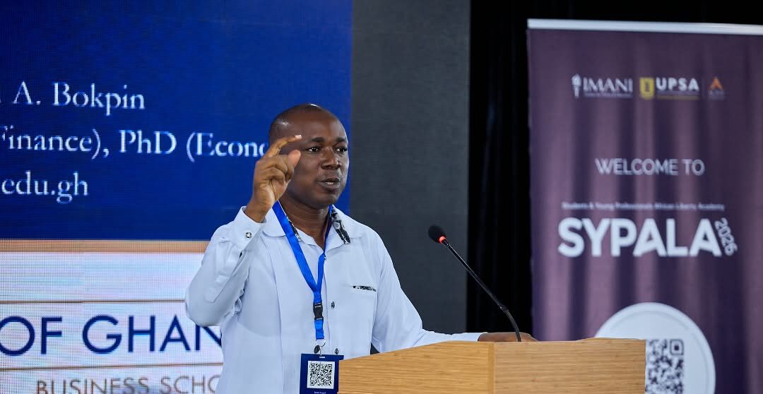 Professor Godfred A. Bokpin of the University of Ghana Business School addresses participants at SYPALA 2026, held under the theme "Resilient Economies."