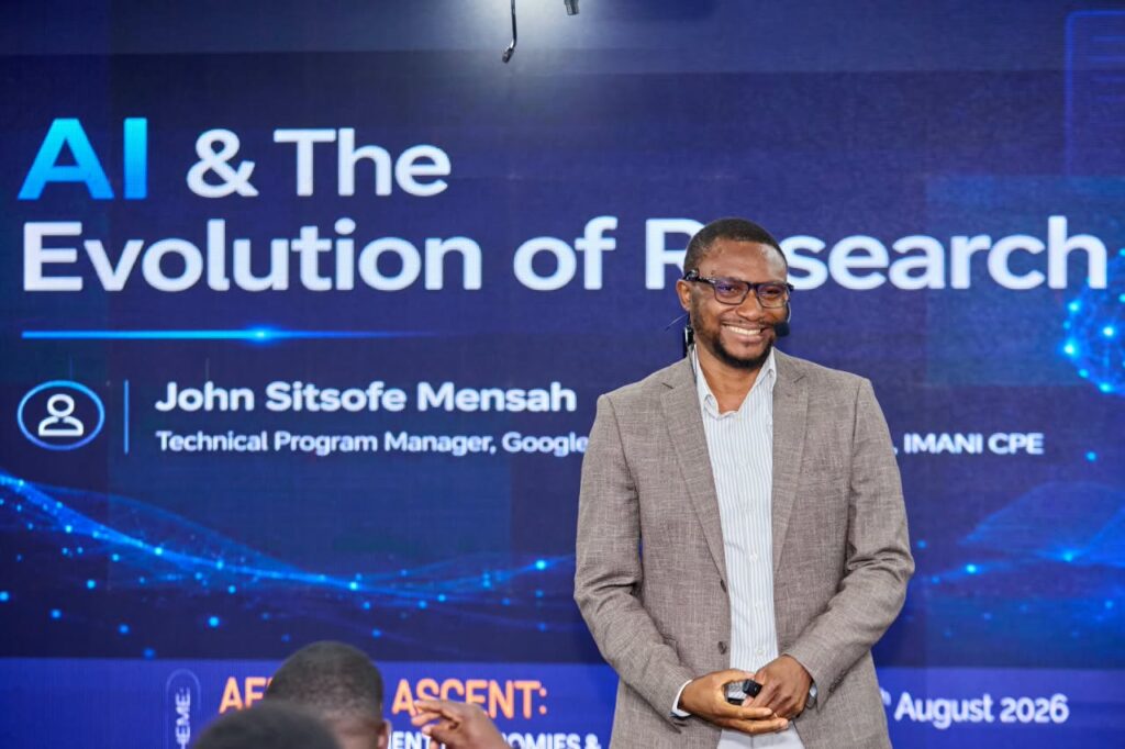 IMANI's Sitsofe Mensah Warns Funding Gap Could Derail AU AI Targets 2 John Sitsofe Mensah, Technical Program Manager at Google and Technology Associate at IMANI CPE, addresses participants on "AI & The Evolution of Research" at SYPALA 2026