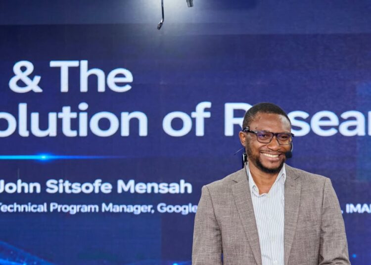 IMANI Associate Urges Reform Before Ghana's BRICS Membership 1 John Sitsofe Mensah, Technical Program Manager at Google and Technology Associate at IMANI CPE, addresses participants on "AI & The Evolution of Research" at SYPALA 2026