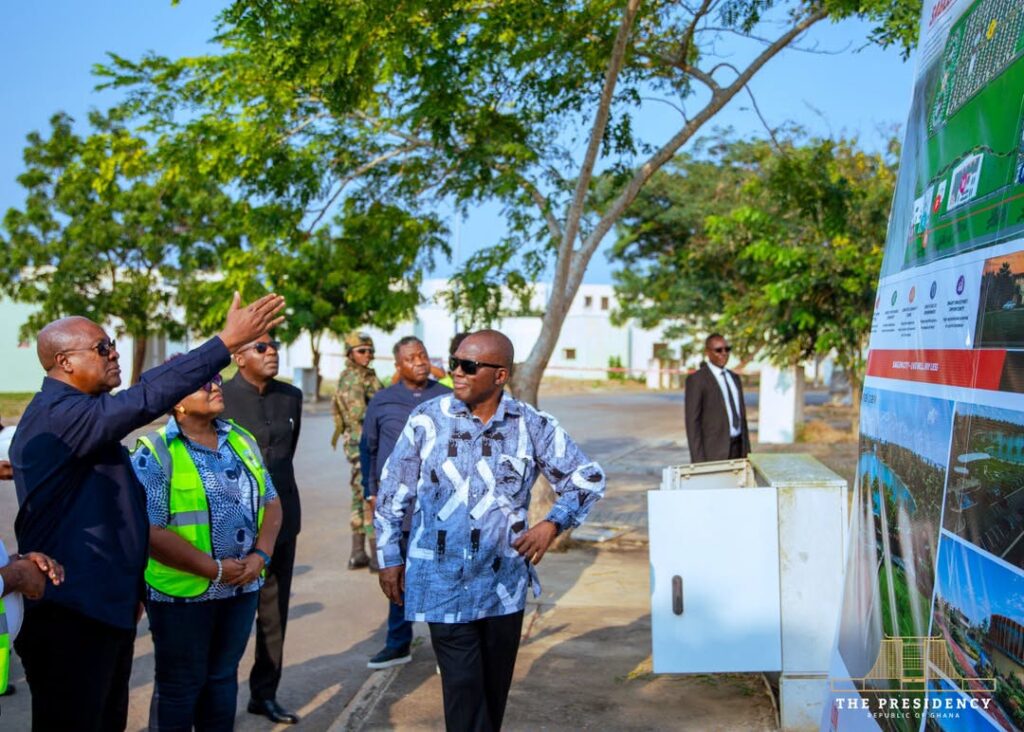 Saglemi Housing Revival: 700 Units Ready by March, 1,500 by December 2027 5 President Mahama, accompanied by Deputy Works and Housing Minister and officials, reviews the master plan for Saglemi City during an inspection of the housing project on Thursday, August 20, 2026
