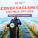 President Mahama speaks beneath a rendering of the completed estate, part of a "Live Well, Pay Less" campaign inviting Ghanaians to register interest in the revived Saglemi Housing Project.
