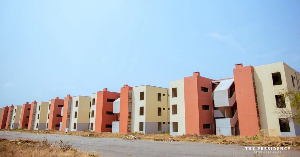 Saglemi Housing Revival: 700 Units Ready by March, 1,500 by December 2027 4 Unfinished, stripped housing blocks at Saglemi, stood empty for nearly a decade after the project stalled, before redevelopment resumed under a public-private partnership with LMI Holdings.