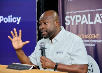 Senyo Hosi Warns Against Budgets that Favour Consumption over Productivity 4 Senyo K. Hosi, Convener of the One Ghana Movement, addresses participants at SYPALA 2026 during his session "Beyond Politics: How Businesses and Public Policy Can Drive Africa's Transformation.